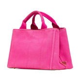 プラダ 三角ロゴプレート ミニ カナパ ハンドバッグ ショルダーバッグ 2WAY B2439G ピンク キャンバス レディース PRADA 【中古】
